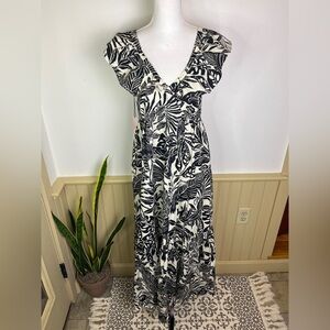 NWT Mott50 Serena Ruffle V-Neck Maxi Dress Moonlit Tropics Beach Wedding Resort